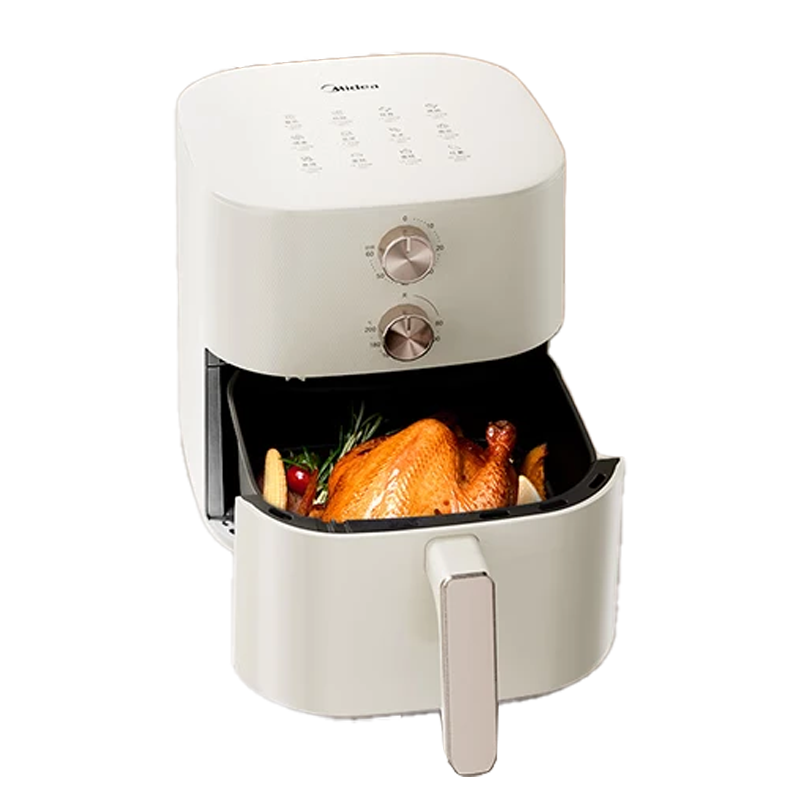 Midea Home Air Fryer, Multifunctional No-Flip Knob Design, Practical Small Appliance, 6L Large Capacity Oven, Steam And Bake All-In, Metal Interior, Moisturizing Roasting, KZE6016