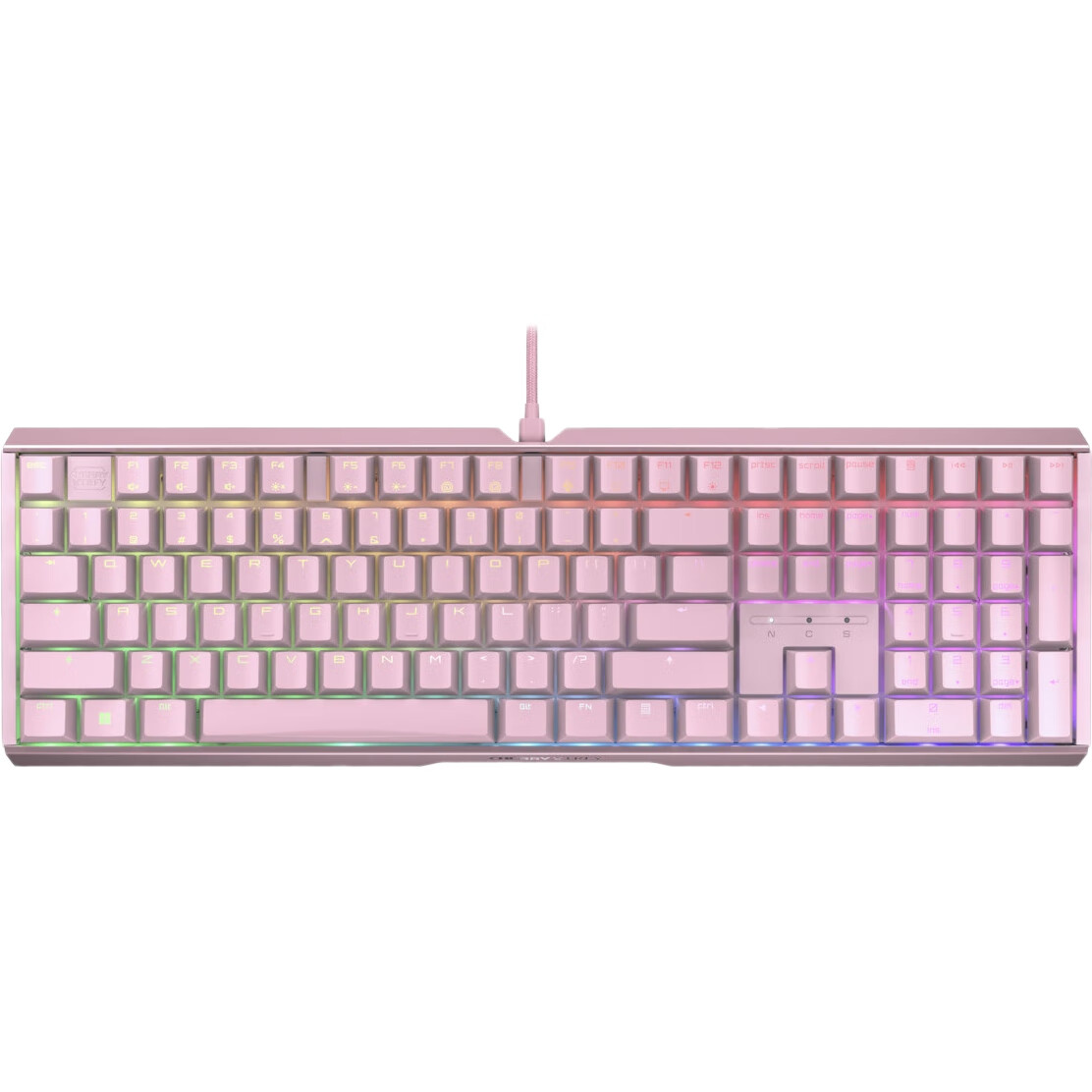 Механическая клавиатура CHERRY MX3.1, проводная, игровая и офисная, с RGB подсветкой, алюминиевый корпус, розовый, красные переключатели