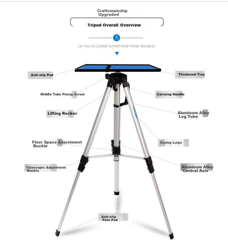 CINE Projector Stand Floor Tripod Aluminum Alloy Telescopic with Tray Stand Universal Tripod for Epson, BenQ, Sony, XGIMI, Jmgo, Dangbei Projectors PB1500 2