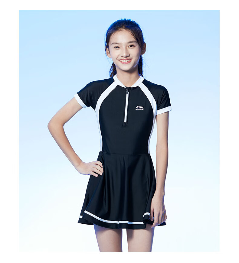 Li-Ning Children's Swimsuit for Girls, Big Kids with Chest Pads, Middle School And Teenagers, 2026 New Style One-Piece Swimwear, High-End Feel 20