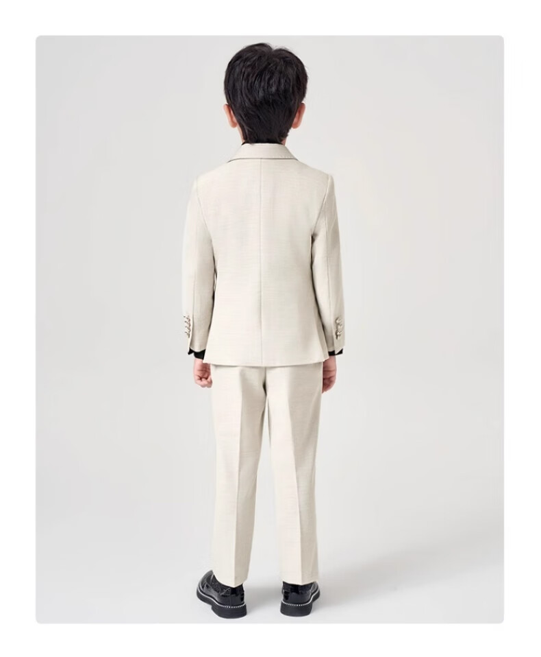 Romon Kids Suit Set Flower Boy Piano Performance Host Tuxedo Boys First Birthday Suit Off-White 160 13
