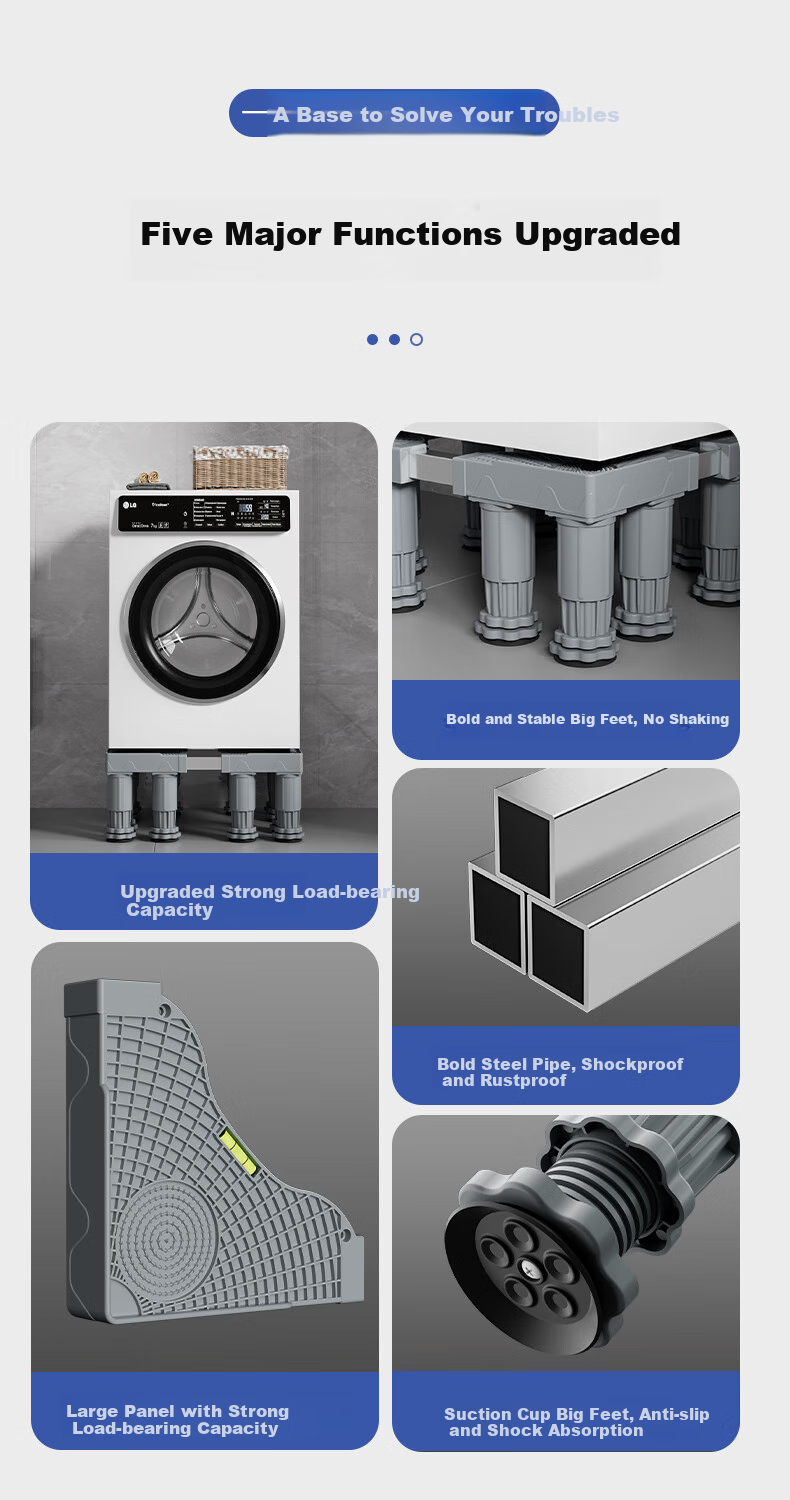 Zhaizhiduo Universal Fully Automatic Washing Machine Anti-Vibration Heightening Base, Shock-Absorbing Non-Slip Movable Washing Machine Accessory Base, Heightened 4-Legged Base 2