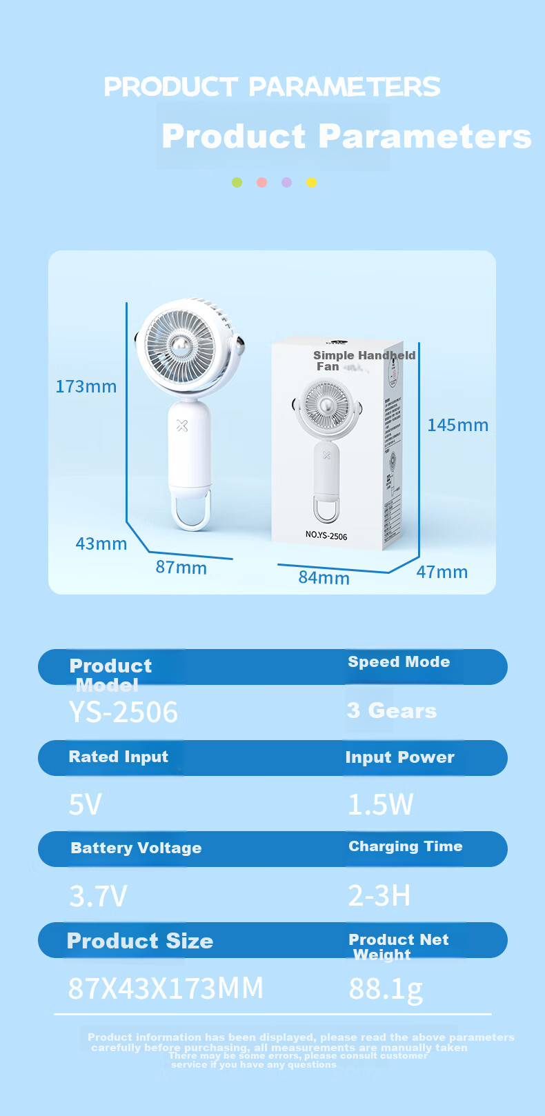 Siyicai Mini Handheld Fan, Compact USB Rechargeable Fan with Strong Airflow, Desktop Portable Stylish Small Fan, YS2506 Coral Pink 5