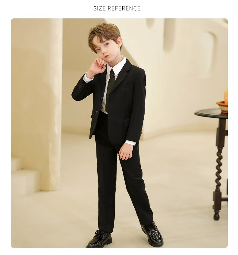 Romon Boys' Suit Jacket British Style Formal Blazer for Boys Host Piano Performance Navy Blue Size 140 3