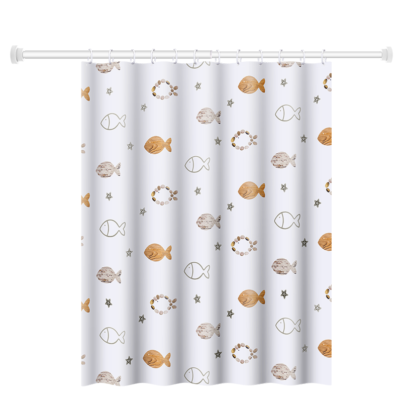RIDDER German Imported Shower Curtain Set with No-Drill Telescopic Rod, Polyester Bathroom Wet and Dry Separation