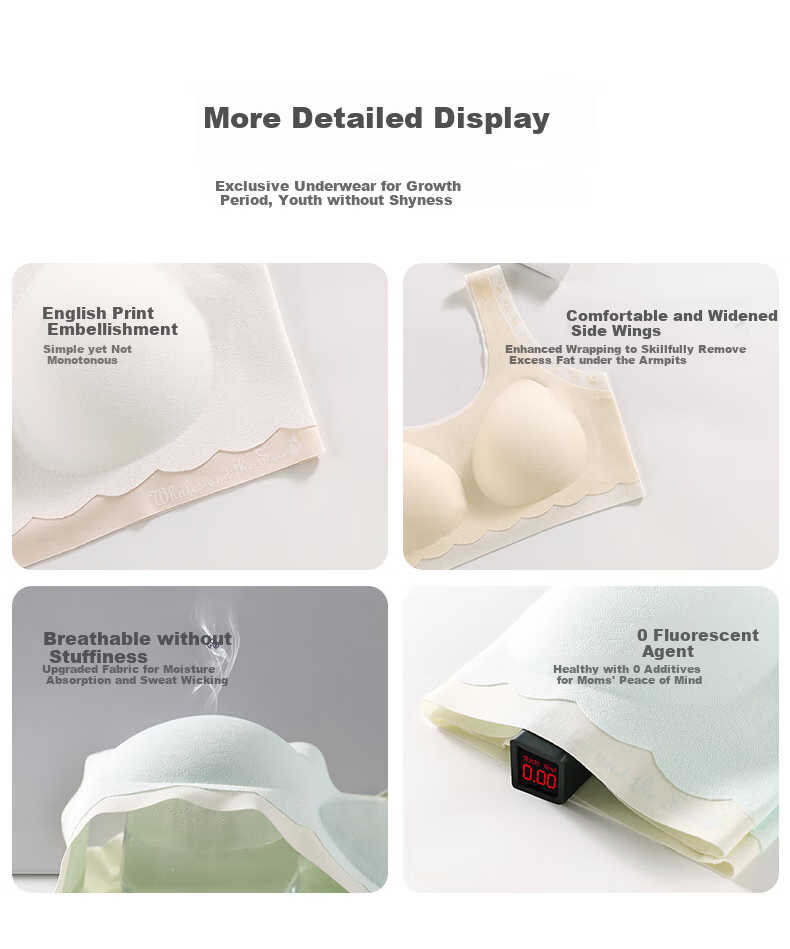 Ailier &ouluola Girls' Underwear Bra for Puberty Ages 15-16 Three-Stage Bra for Middle And High School Students 6278 Blue L 13