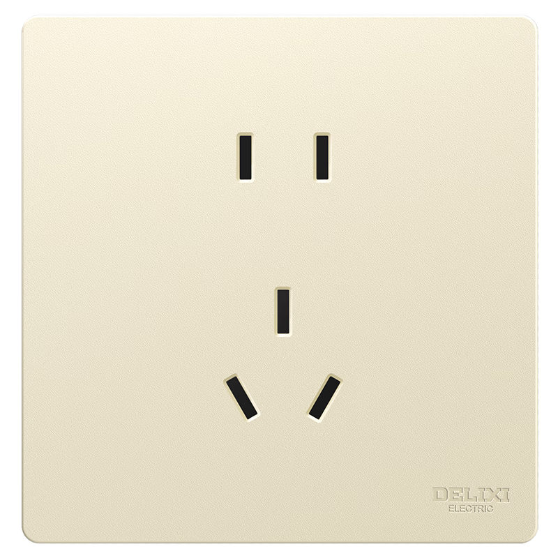 DELIXI CD806 Matte Frosted Cream Style Large Panel Five-Hole Socket 10A Silver Osmanthus Yellow
