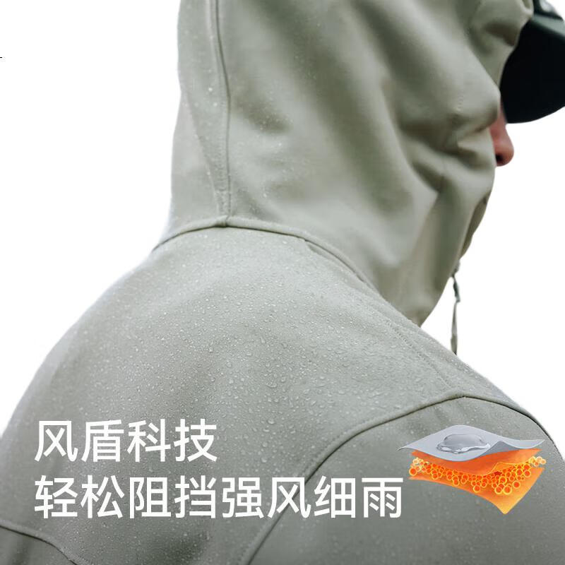 Мужская ветровка Pelliot CY Soft Shell Jacket, утепленная флисом, для активного отдыха, туризма и походов, размер 3XL, зеленый