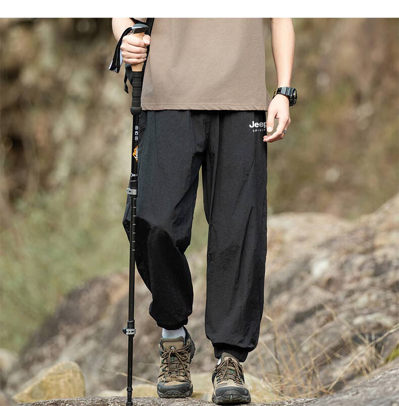 JEEP Casual Pants for Men, Spring Quick-Dry Breathable Mountain-Style Sports Trousers, Outdoor Athletic Long Pants, Space Gray, Size L 4