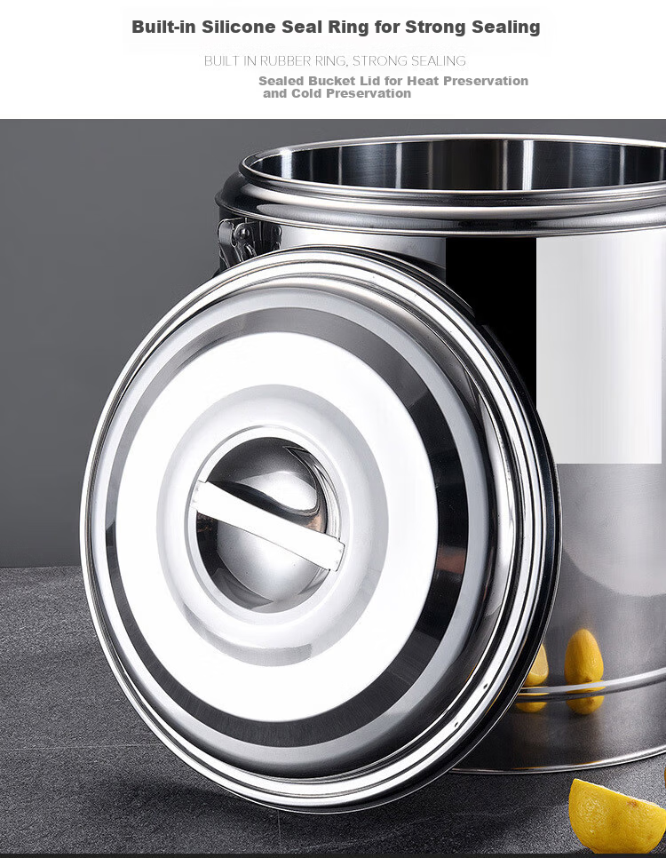 Quanshi Stainless Steel Insulated Bucket, 50L with Tap, Commercial Large Capacity Milk Tea Bucket, Sealed Bucket, Soup Bucket, Construction Site Insulated Bucket 3