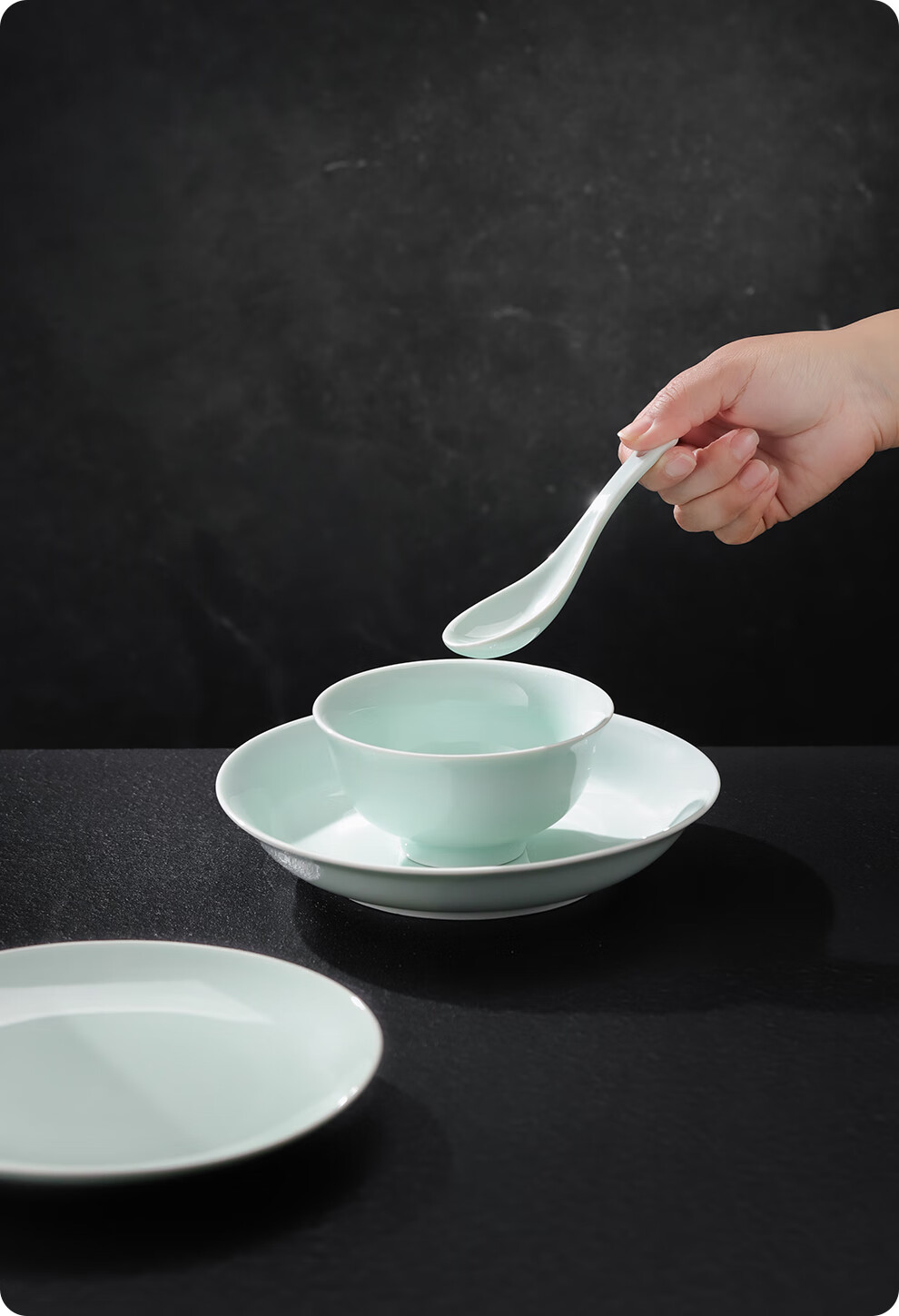 Jdz High-Temperature Ceramic Tableware Set, Home Use, Shadow Blue Bowls And Plates, Chinese-Style High-End Mid-Autumn Festival Gift, Dishwasher Safe, Flowing Shadow Patter 19