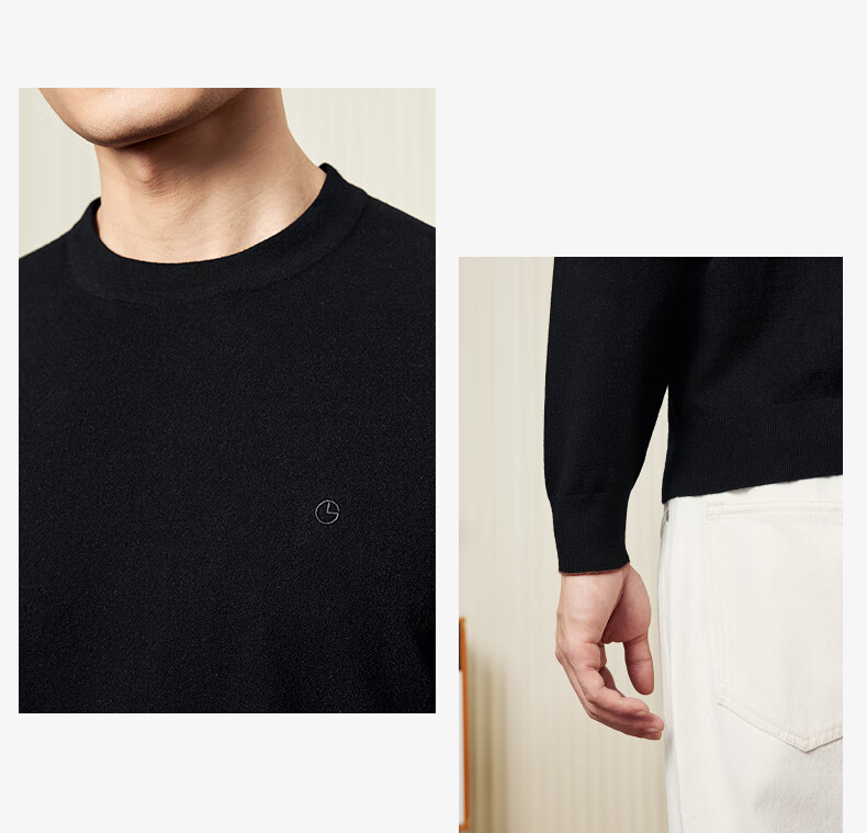 Goldlion [Puff Fleece] Men's Casual Solid Henry Collar Sweater Autumn Winter Long Sleeve Knitwear Dark Blue 2XL 3