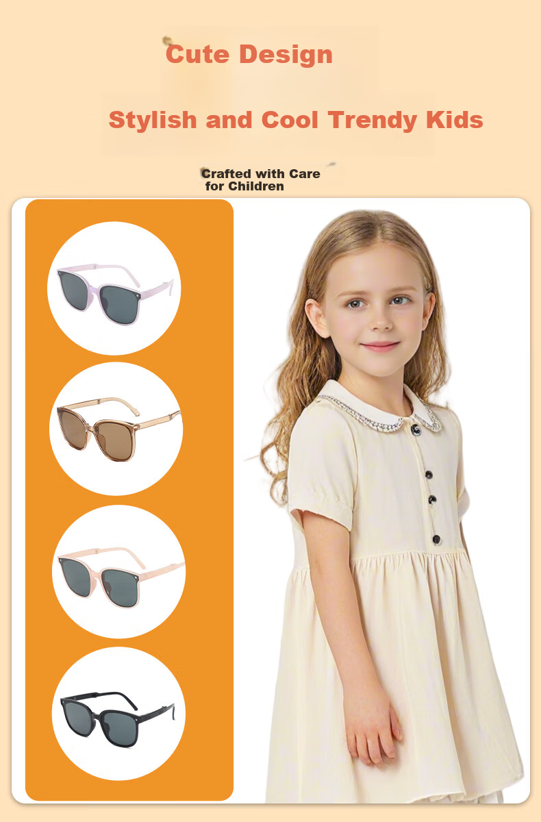 COWBOYCALL Folding Sunglasses for Children, Boys And Girls UV Protection Fashionable Sun Protection Glasses, Olive Gray Frame 4