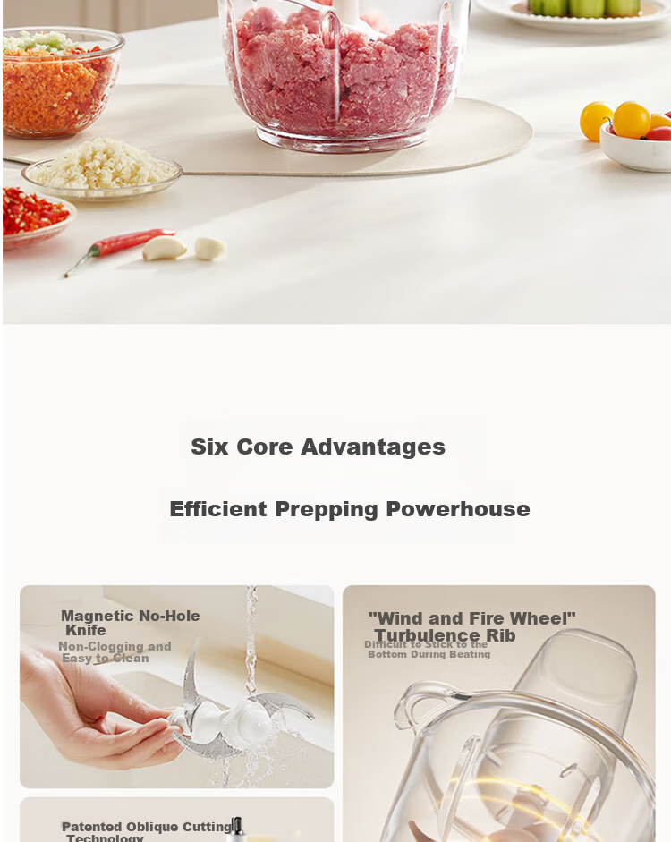Joyoung Home Meat Grinder 2.2L Electric Multi-Functional Food Processor for Mincing Meat, Making Dumpling Filling And Garlic Paste, Stainless Steel S22-LA356 6