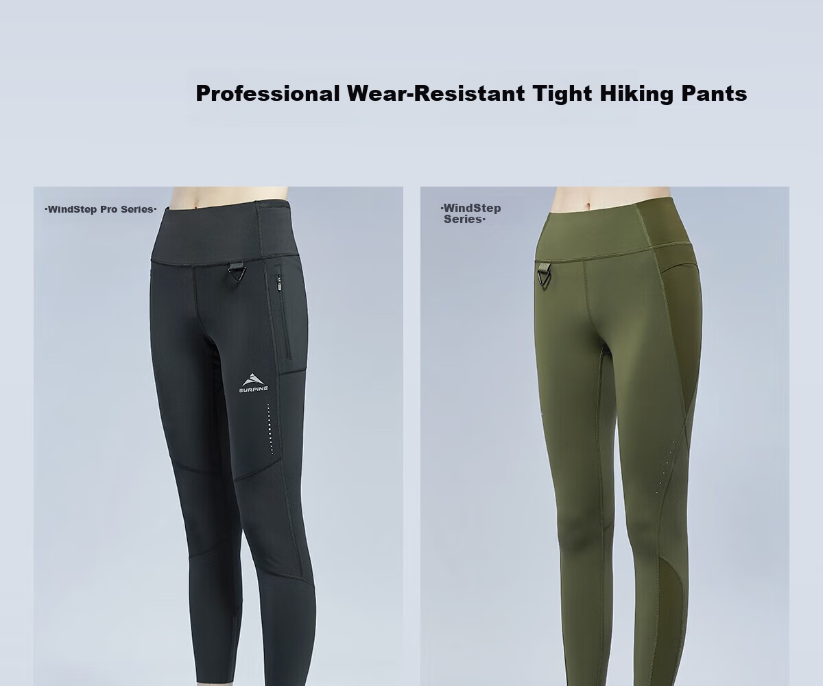 SURPINE Tafeng Series Wear-Resistant Reinforced Hiking Tight Pants, Outdoor Sun Protection Quick-Dry Long Pants, Obsidian Black, L 15