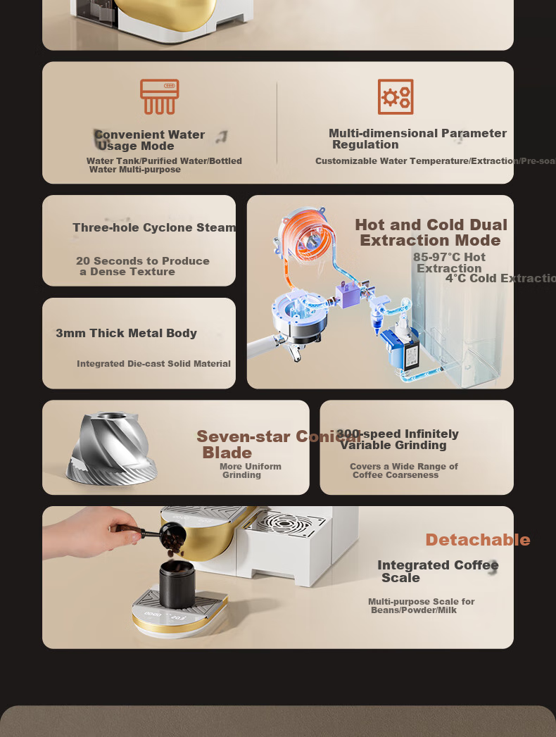 STELANG [Same Price As 618] ST-560ET Home Semi-Automatic Coffee Machine, Three-Pot Stove, Dual Pump Grinding All-In Machine, Commercial Gree 7