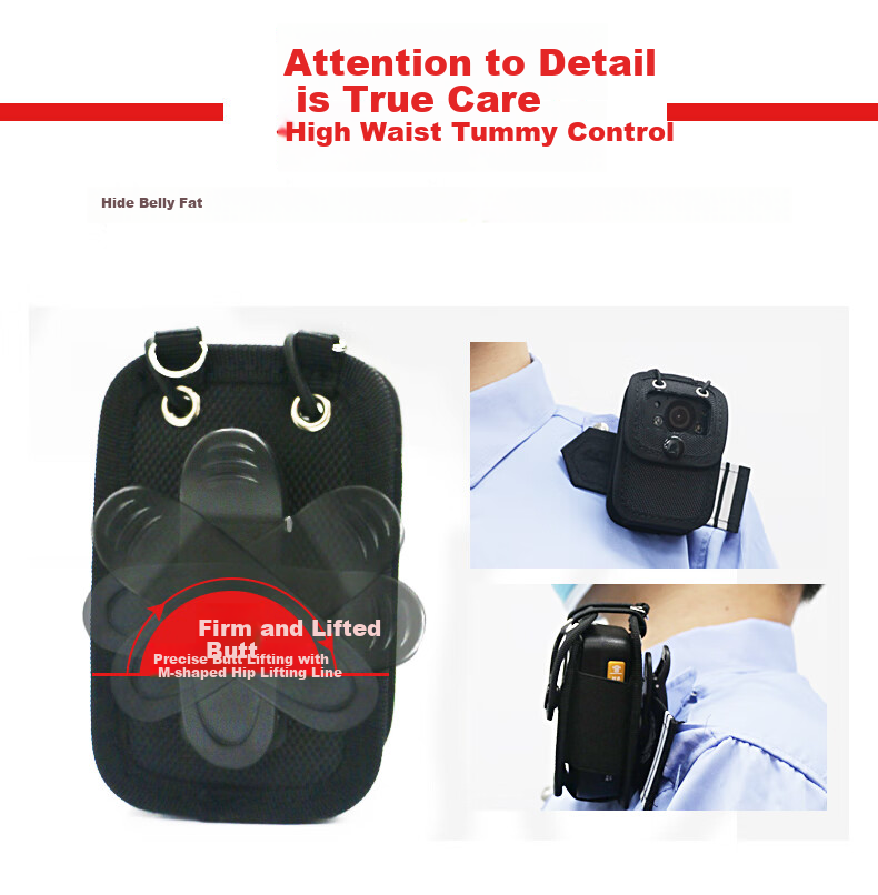 Zhifa1hao Law Enforcement Body Camera Accessory Protective Case Chest-Mounted Leather Case with Lanyard, Elastic Strap, And Dust-Proof Bag 5