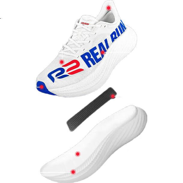 Мужские кроссовки R2 REAL RUN Youpao 2.0, карбоновые, легкие, амортизирующие, дышащие, профессиональные беговые кроссовки для мужчин и женщин, весна 2025, классический белый, размер 37