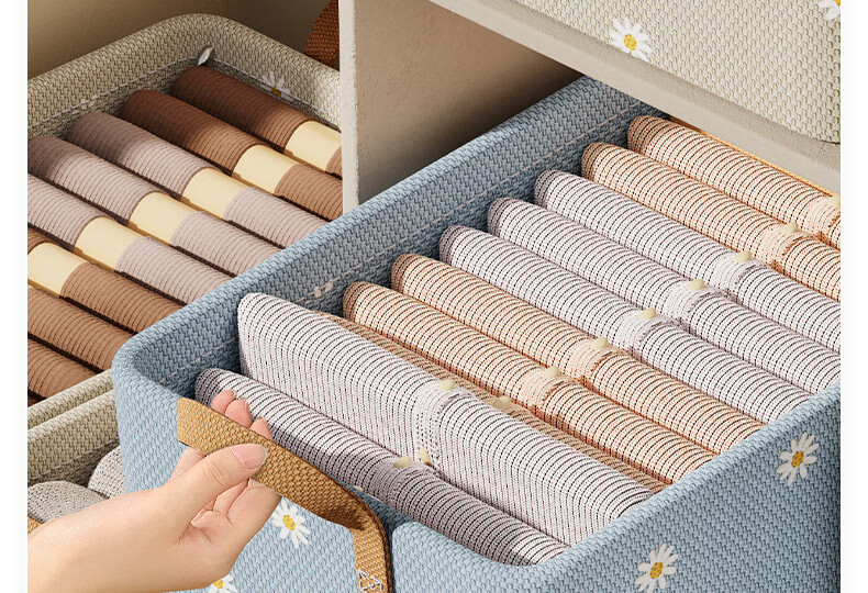 Dreaming Home Fabric Storage Box Household Storage Basket Wardrobe Storage Bin Clothes and Pants Organizer Beige Little Duck 12