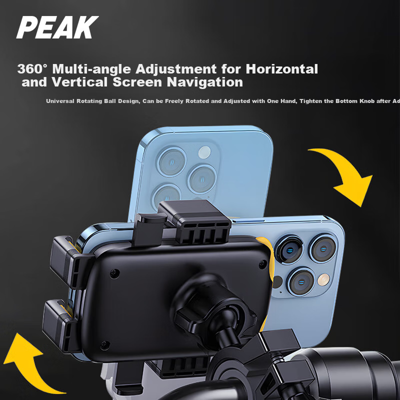 PEAK Electric Vehicle Phone Holder, Motorcycle Delivery Rider Courier Navigation Anti-Shake Bicycle Riding Phone Mount