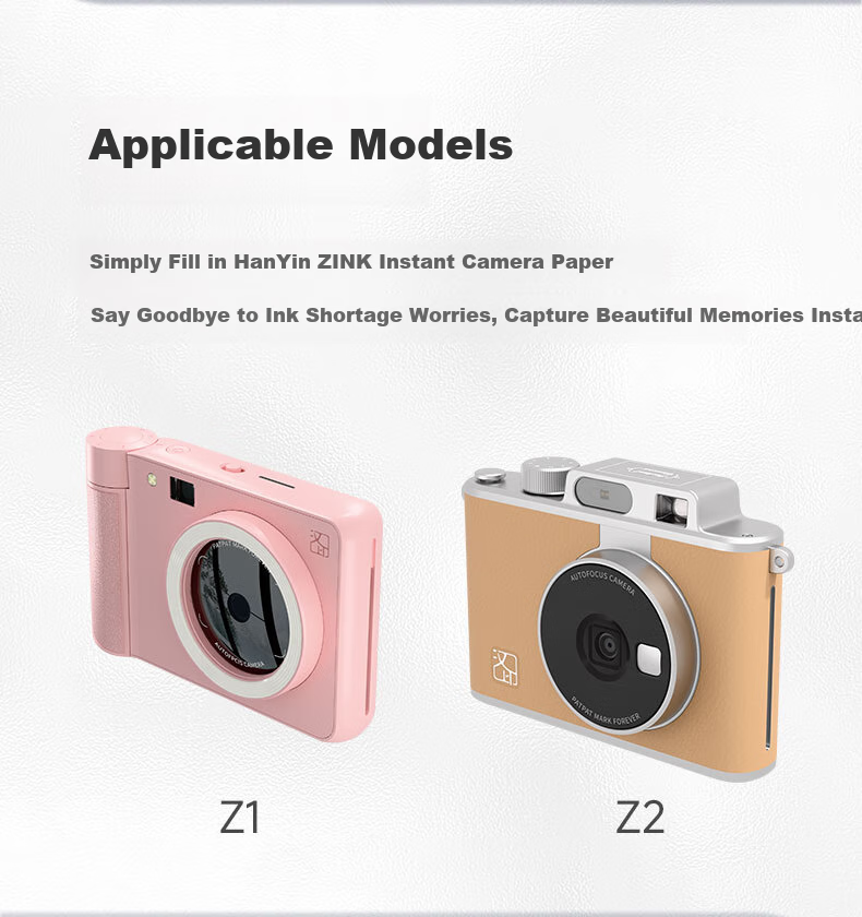 HPRT Z1 Instant Camera Film, 20 Sheets Per Box, Zink Photo Paper with Adhesive Backing, Compatible with Z1 Z2 Instant Cameras, Pocket Printers, Home And Portable Printing Paper 2