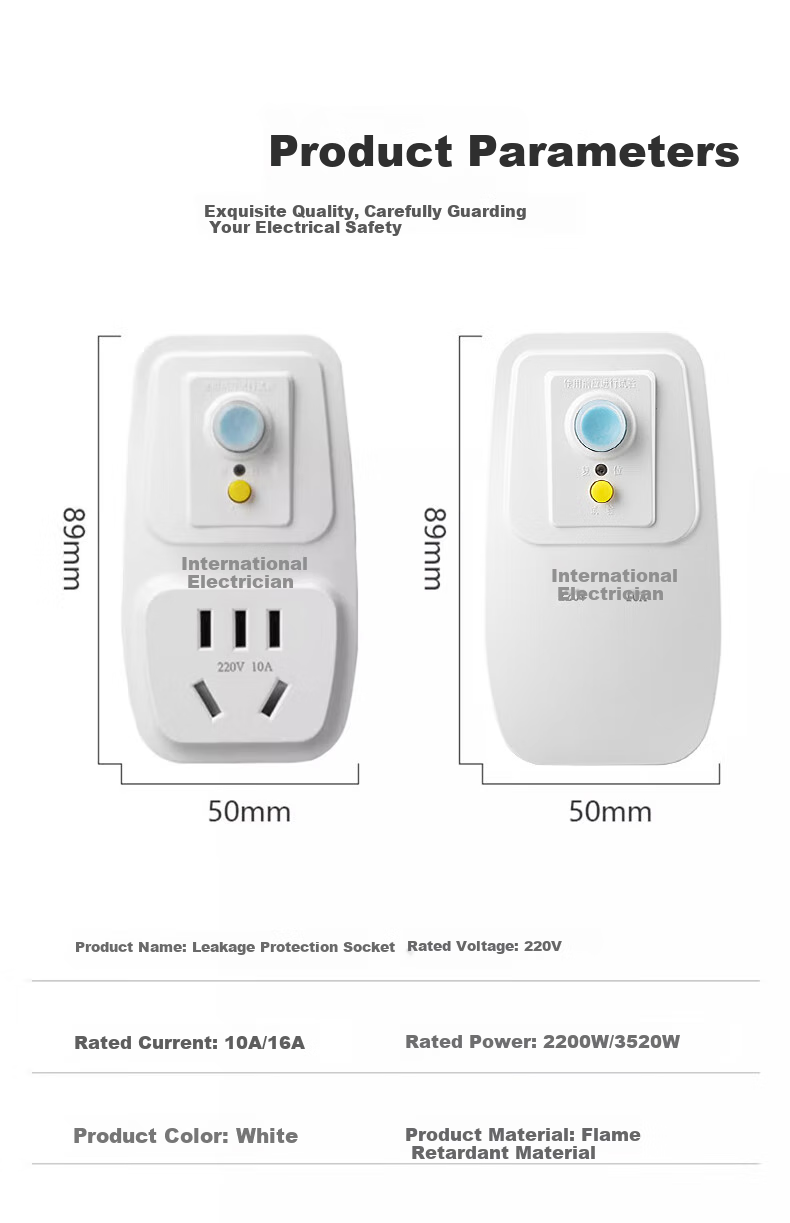 FDD Leakage Protection Plug, Household Appliance Water Heater Waterproof And Electric Shock Prevention Device, Socket Adapter, Thickened Version - Leakage Protection Plug 16A (Direct Insert Type) 12