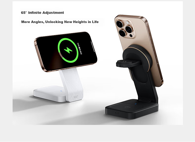 W&P QI2 Certified Apple 18-In Wireless Charger, Portable Magnetic Stand, 25W/15W Fast Charging, Compatible with Earphones, Apple Watch, Wp 26