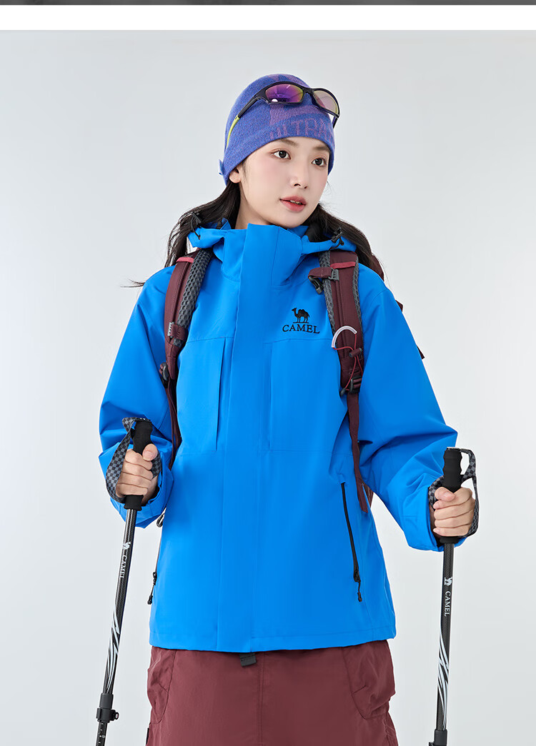 CAMEL Outdoor Jacket Three-In for Men And Women, 2025 Windproof And Rainproof Hiking Mountaineering Coat A35CA45253 XS 16