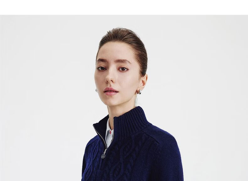 Navikail Italian Small Sailboat Women's Full Wool Commuter Sweater Half-Open Collar Knitwear 2334044501 White L 17