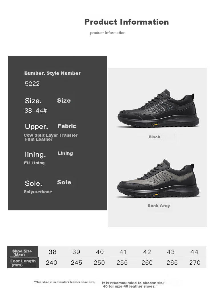 CARTELO Genuine Leather Men's Shoes, Business Casual Sports New Style for Autumn And Winter, Soft Thick-Soled Versatile Commuter Work High-End Black 7