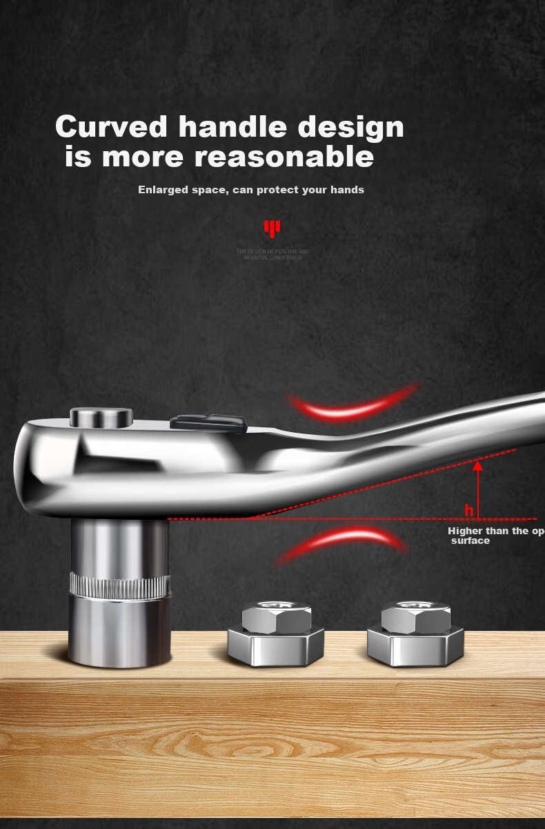 Baolian Quick Socket Ratchet Wrench, Labor-Saving Industrial-Grade Large, Medium, And Small Double-Ended Universal Auto Repair Tool 3