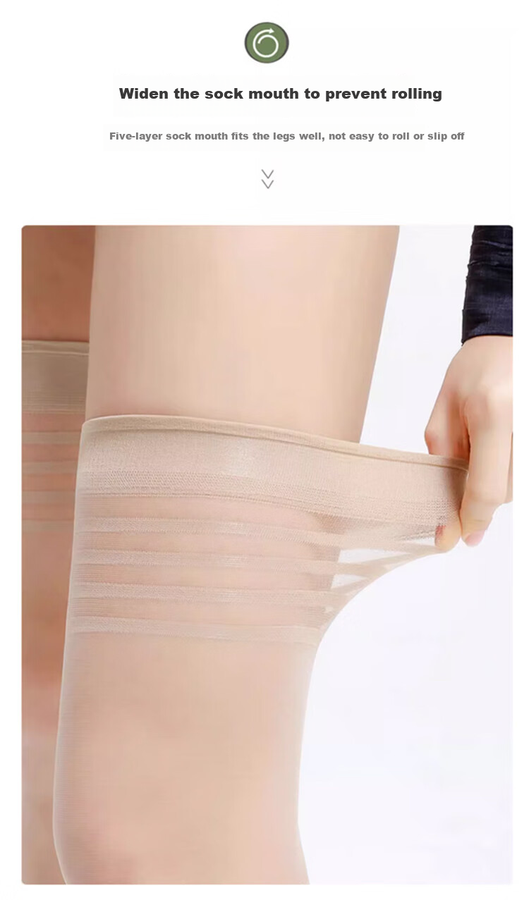 MiiOW Thigh-High Stockings for Women, Spring And Autumn Thin Style, Anti-Slip And Snag-Resistant Invisible Over-Knee Socks, Skin Color, 4 Pairs Per Pack 8