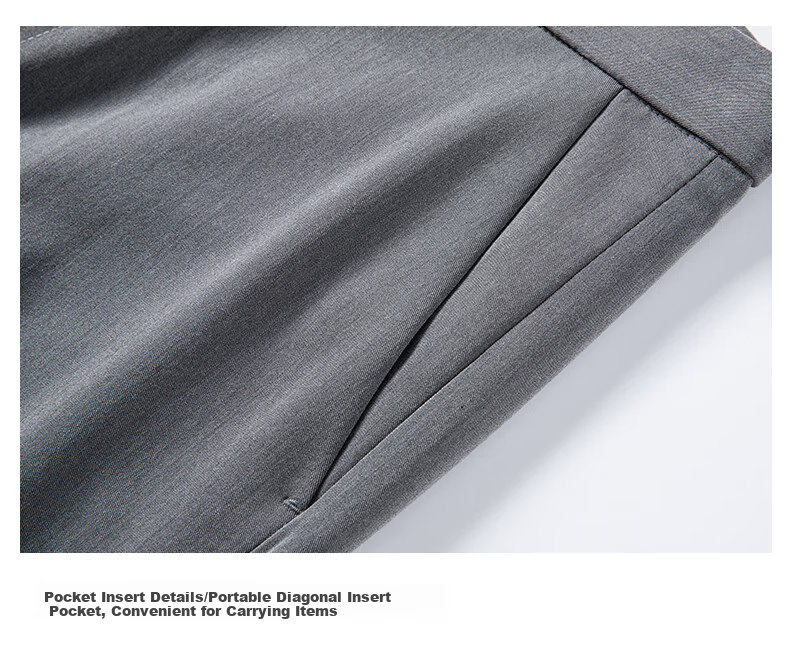 ROMON [Easy-Care] Men's Wrinkle-Resistant Non-Iron Business Suit Pants, Casual Trousers, Dad's Elastic Straight-Leg Pants 23
