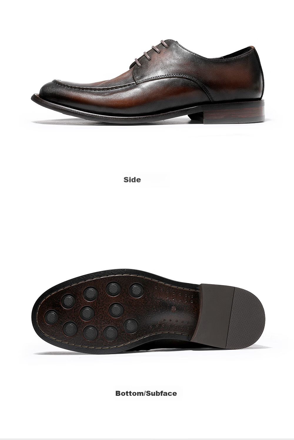 DESAI Hand-Scraped Texture Business Casual Leather Shoes for Men, Genuine Leather Suede Formal Handmade Men's Shoes, Brown, Size 39 4
