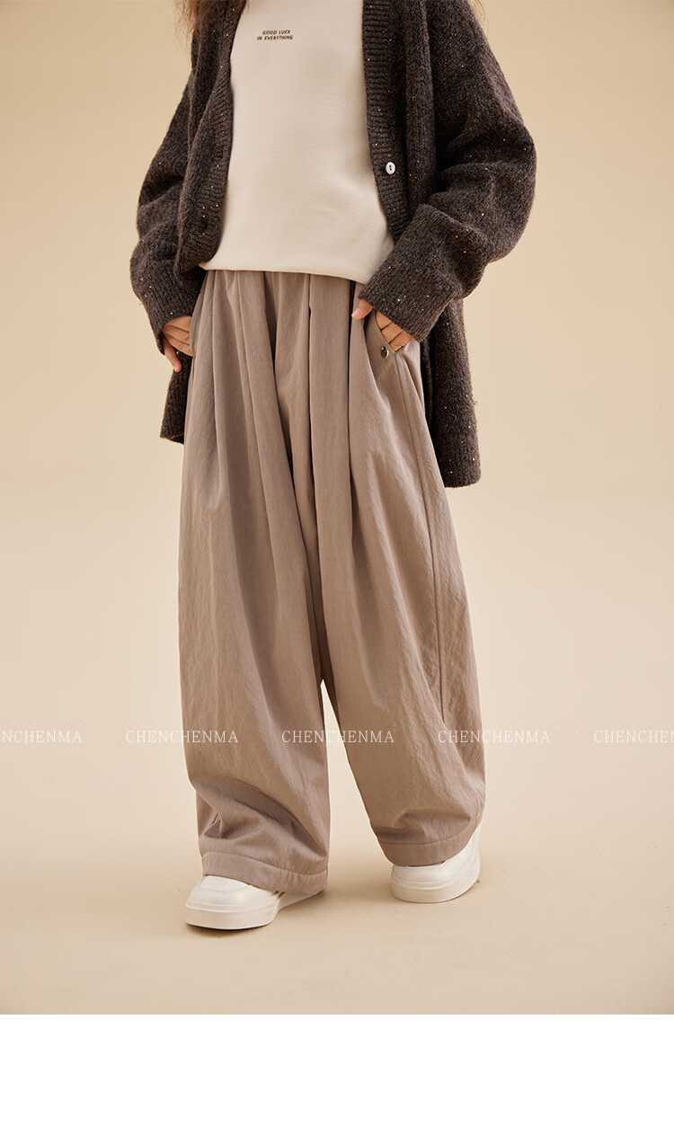 Chenchenma Parent-Child Fleece-Lined Sherpa Fleece Loose Casual Versatile Pants 7281D 3