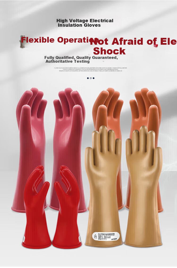 SHENGLI NITEX® 10KV High-Voltage Insulation Gloves, Electrician Live-Working, GB/T 17622-2008 Level 1 Electric Shock Protection, Maximum Operating Voltage 3000V, GR10KV, 1 Pair 8
