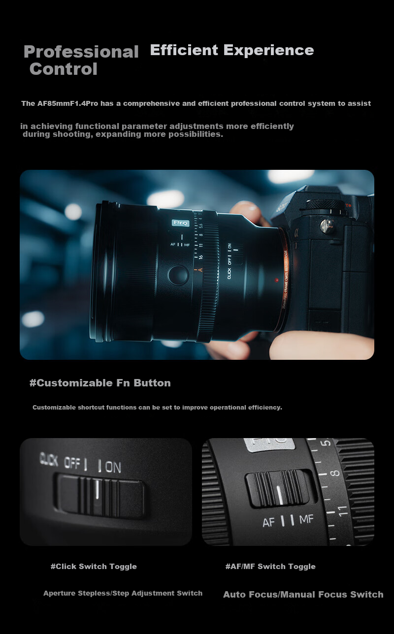 VILTROX AF 85mm F1.4 Pro FE Sony Full-Frame Auto Focus Large Aperture Medium Telephoto Prime Portrait Lens Suitable for A7M4 A7C2 Mirrorless Cameras 12