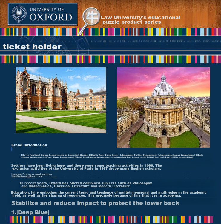 UNIVERSITY OF OXFORD Backpack for Male And Female Middle School Students, High School Students' Shoulder Bag, Lightweight Travel Backpack X1073 Dark Blue 1