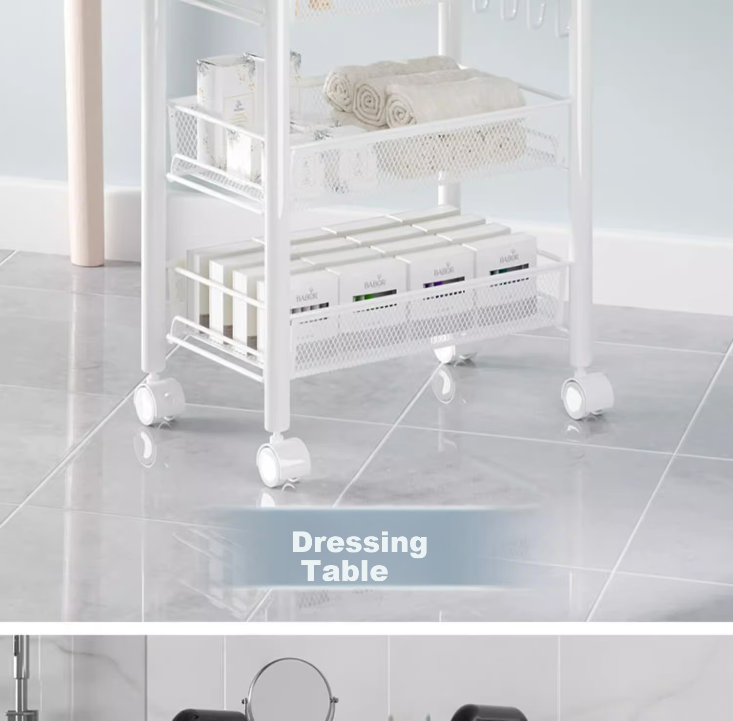 Jiuqiangu Multifunctional Kitchen Storage Rack, Floor-Standing Organizer, Mobile Storage Cart, Vegetable Shelf, Snack Rack 5694 19