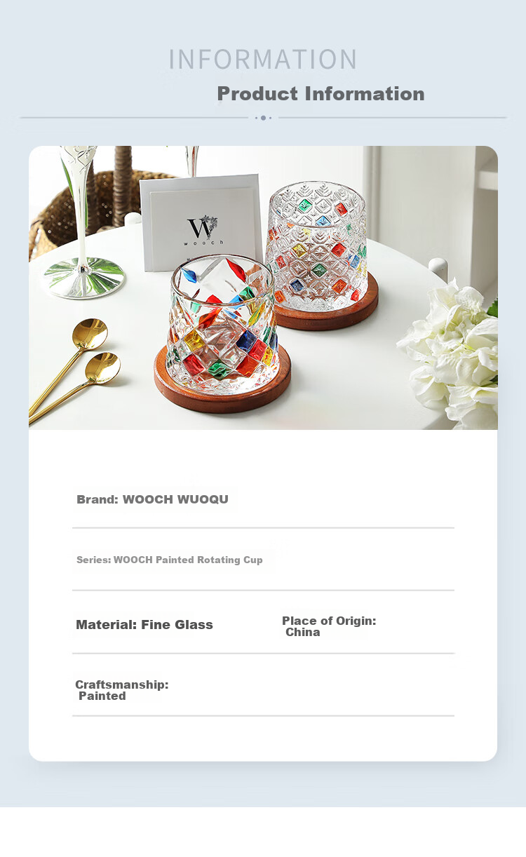 WOOCH [Mid-Autumn Festival Gift] Rotating Glass Cups, Wedding Couple Glasses Gift Box Set, Couples Housewarming Gift for Newlyweds 5