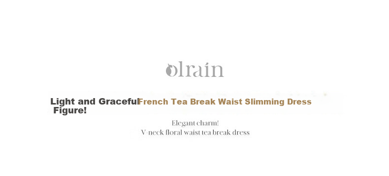 Olrain French Style Apricot Dress Women Summer Waist Slim Floral Mid-Length Dress Apricot L 1