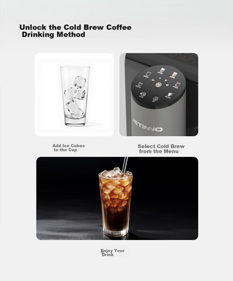 Jinu (Jetinno) [7-Day Trial] Fully Automatic Coffee Machine for Home And Office Use, Italian Grinding All-In (64mm Flat Blade), Cold Brew Coffee JL06B Ink Gray Color 7