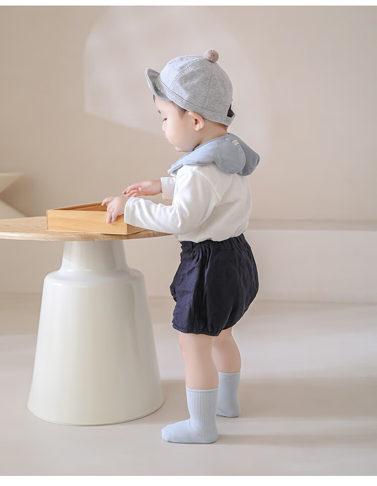Five Cotton 3-Pair Antibacterial Seamless Baby Socks Unisex Mid-Calf Toddler Right-Angle Socks 7