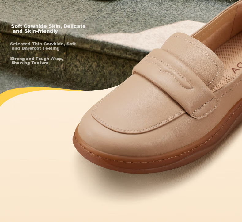 SENDA Women's Loafers, Soft Sole, Comfortable, British Style, Cowhide, Slip-On, Single Shoes 4CF25AA4 Black 35 12