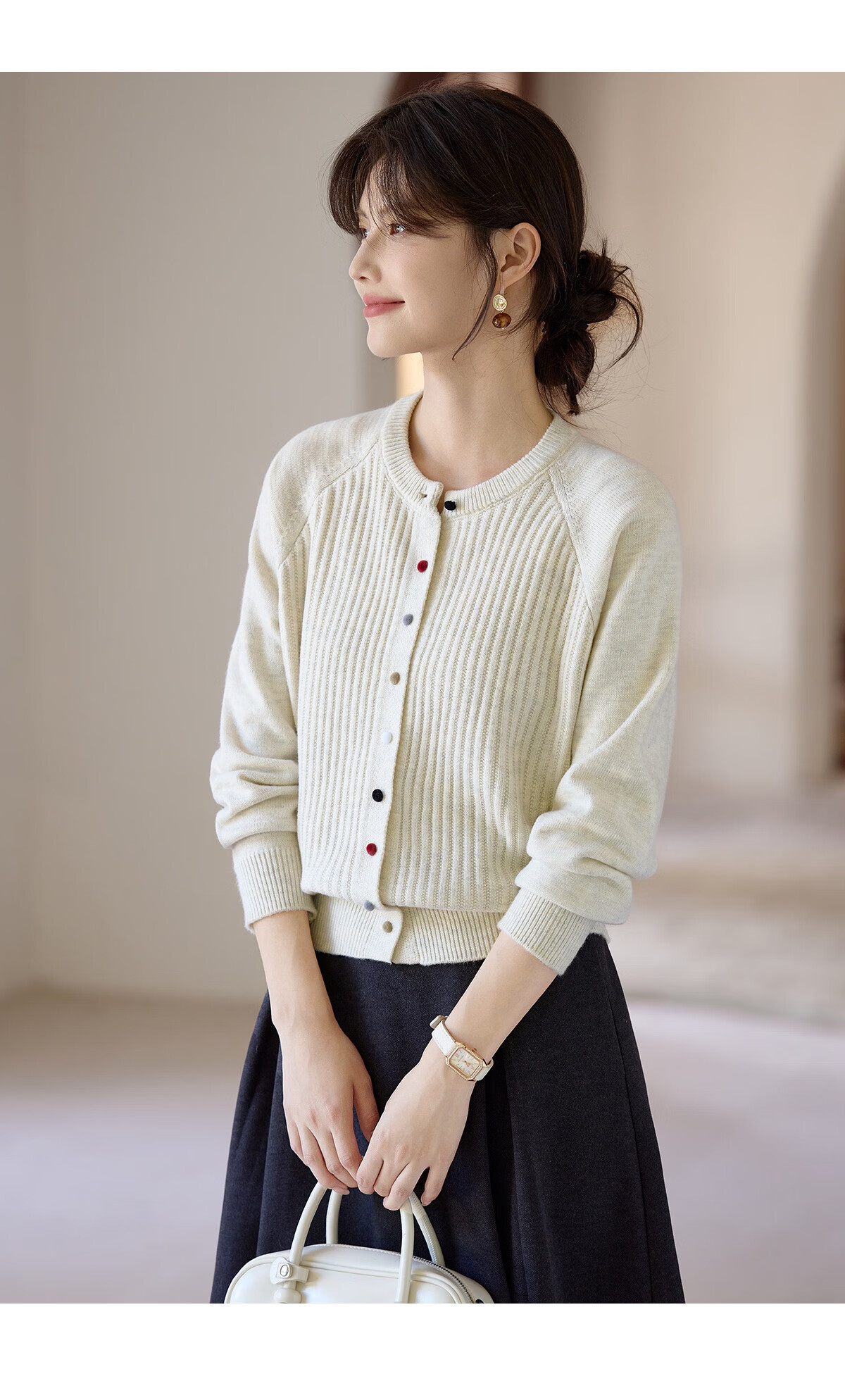 She Enjoy Knitted Cardigan Women Raglan Sleeve Sweater Jacket Red Versatile Knit Top Outerwear T53Z127 12