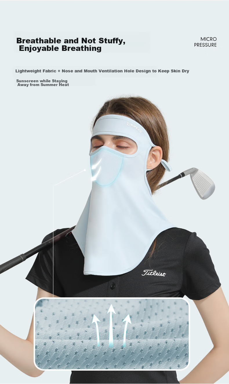 GLO-STORY Sun Protection Face Mask for Women, Full Face Sun Protection Mask for Outdoor Cycling And Golf, Ice Silk Thin Face Covering Face Mask WKZ214013 Arctic Gray 7