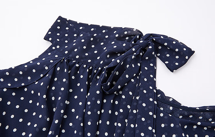 Dme [Lightweight Dots] Summer Girls' Style Vacation Tie-Waist Cake Skirt, Off-Shoulder Floral Elegant Women's Dress 5