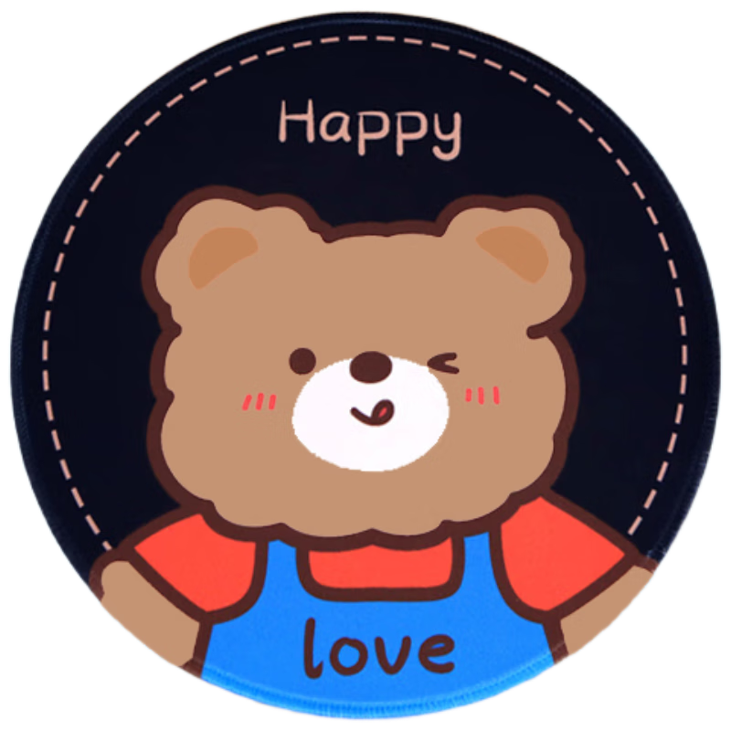 Youbili Mouse Pad Small Cute Cartoon Round Office Desk Mat Customized for Women, E-Sports Gaming Creative Round Pad Diameter 24cm 9400-Love Bear