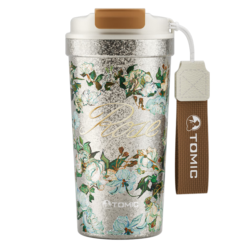 TOMIC Co-Branded Titanium Cup, Van Gogh Pure Titanium Insulated Mug, Coffee Cup, Portable Car-Mounted Mid-Autumn Festival Gift for Parents