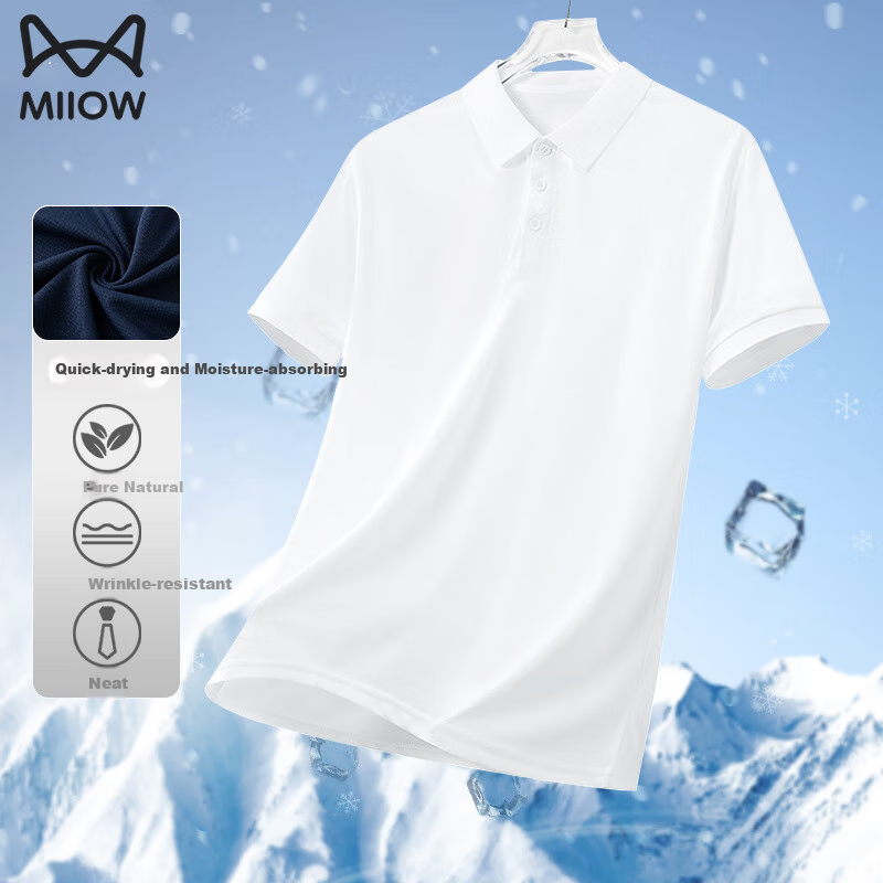 MiiOW Short-Sleeve Polo Shirt for Men, Summer Trendy Casual Ice Silk Quick-Dry Sports T-Shirt, Men's Top, Father's Day Gift